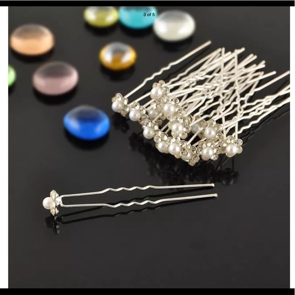 NWT Beautiful rhinestone & pearl hair pins - Picture 7 of 8